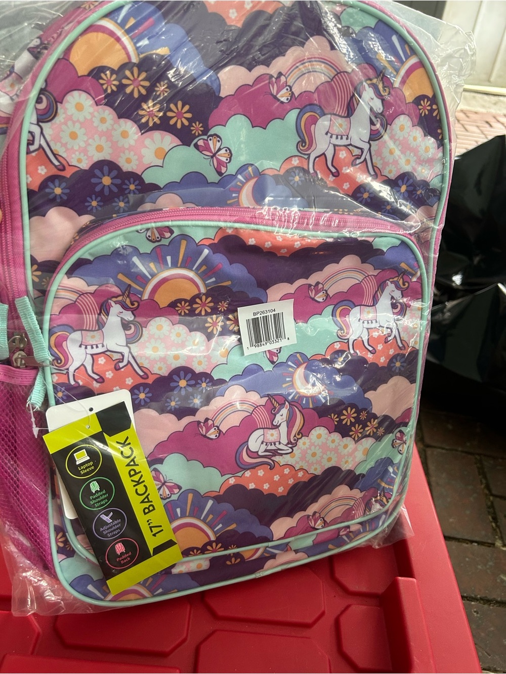 Kids Unicorn Backpack - Pink & Purple Cloud Design